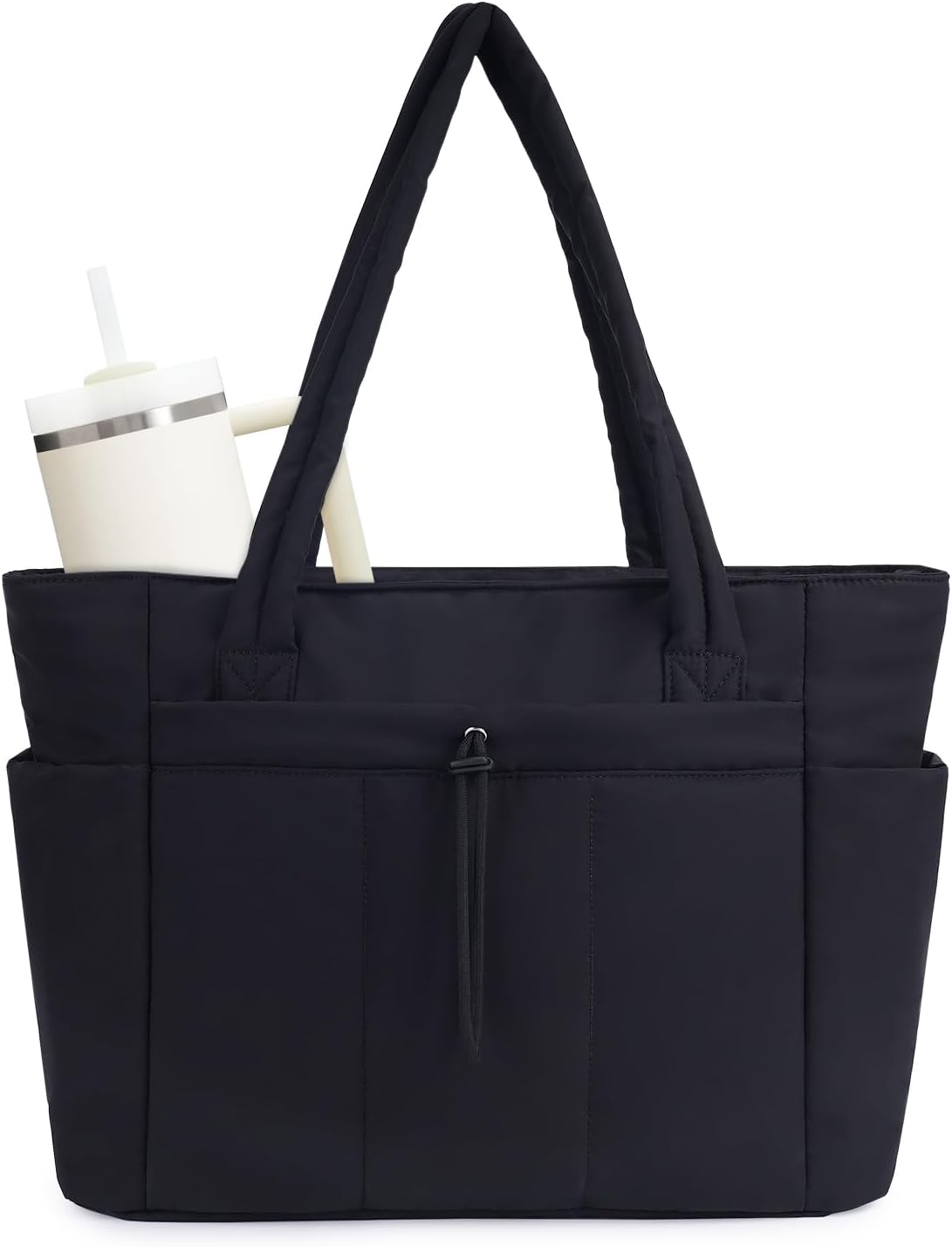 Sac cabas matelassé avec porte-gobelet et poche PC - Black