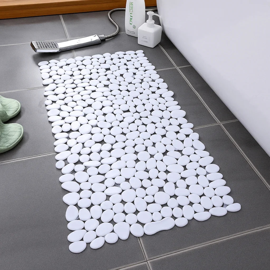 Pebble-Effect PVC Shower Mat, 88 × 40 cm