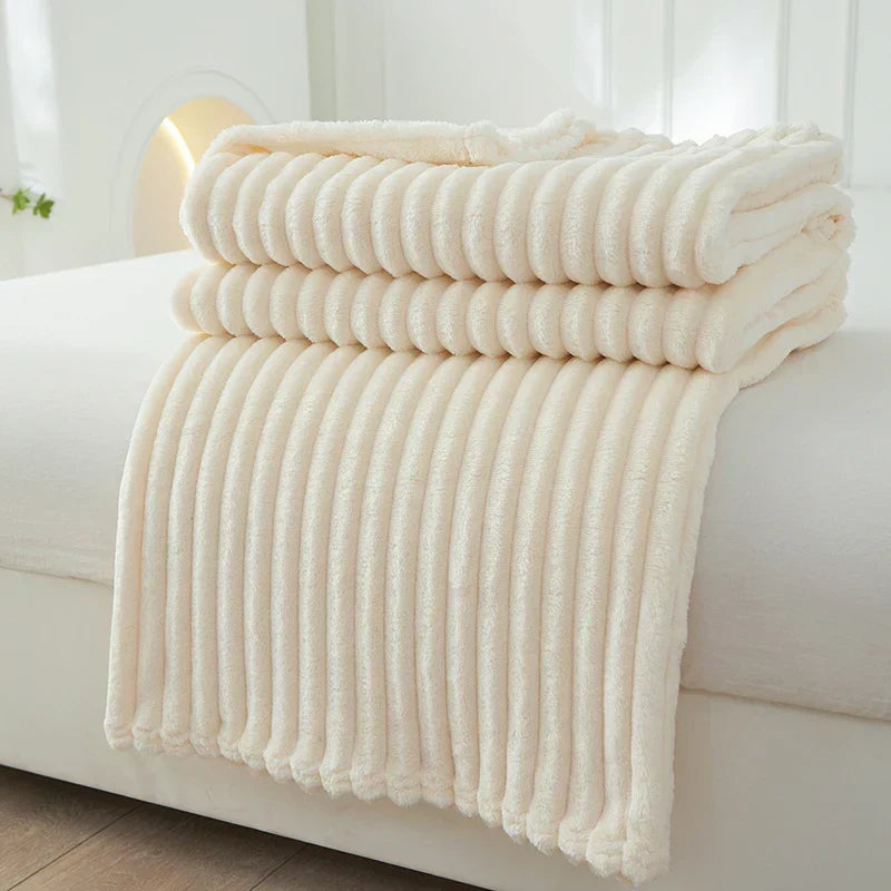 Plaid polaire flanelle à larges rayures