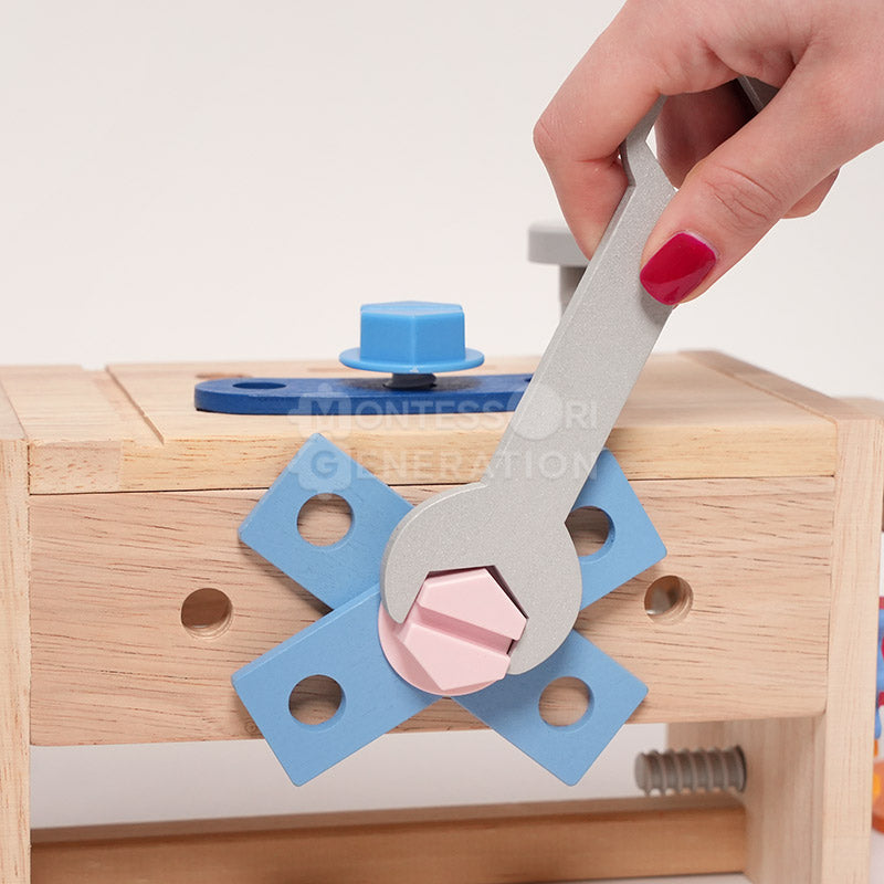 Wooden Toolbox with Workbench, 37 Pieces, Ages 3+