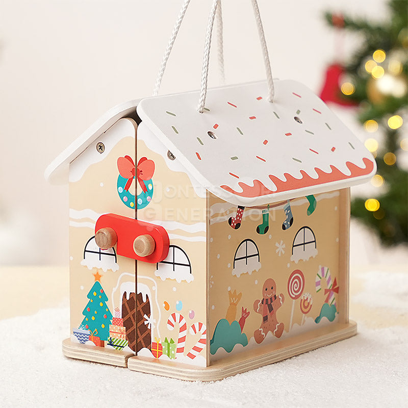 Atelier du Père Noël en bois avec 18 figurines